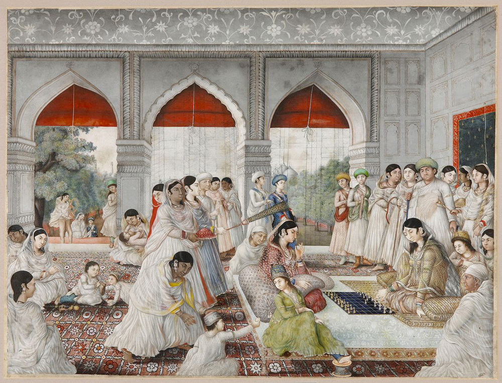 Ladies in court life during a game of chess. Nevasi Lal. 1790/1800.